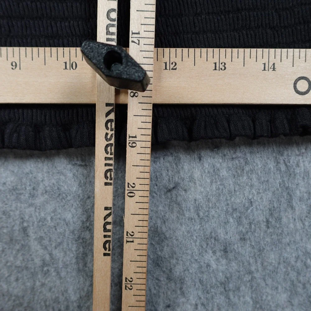 Anthropologie Top Women Large Black Smocked Ribbed Puff Sleeve Square Neck Crop